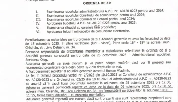 25 - 10 - 2025 ora 12;00 Adunare Generala a APC !!! Генеральное собрание !!! 25 - 10 - 2025 ora 12;00 Adunare Generala a APC !!! Генеральное собрание !!!